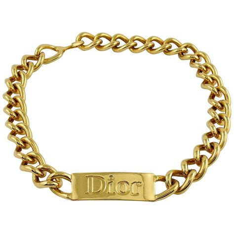 gold dior name necklace|christian Dior chunky necklace.